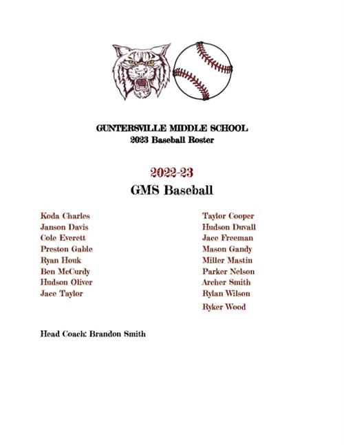 GMS Baseball Roster